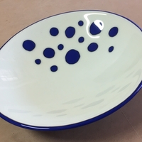 Glass Bowl - Dark Blue on Bone